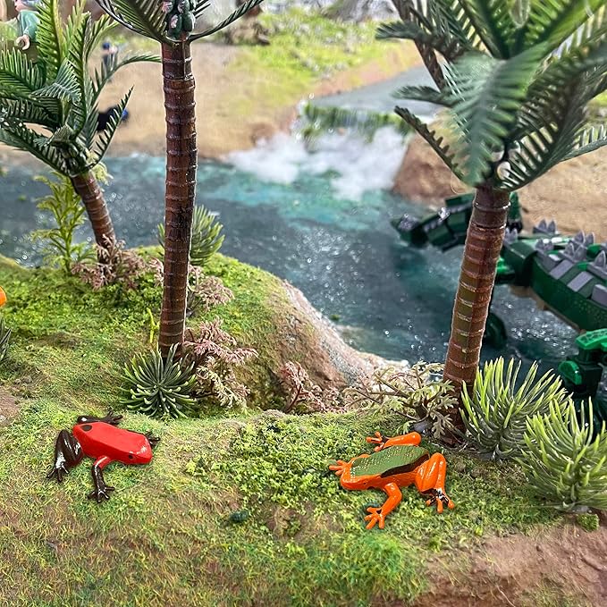 Realistic Plastic Frog Toy Decorations Mini Vinyl Frogs Fun Rain Forest Character，Fish Tank Accessories Aquarium Decorations ，Colorful Frogs tree frogs，poison dart frogs animal figurines. (A-17 Plack)