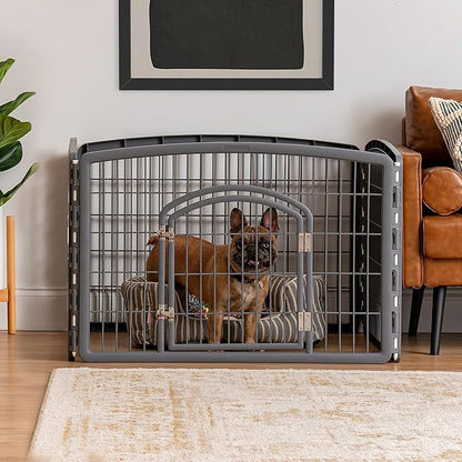 IRIS USA Puppy Playpen Dog Playpen Fence Enclosure with Dog Gate Door - Indoor Pet Playpen - 4 or 8 Panel