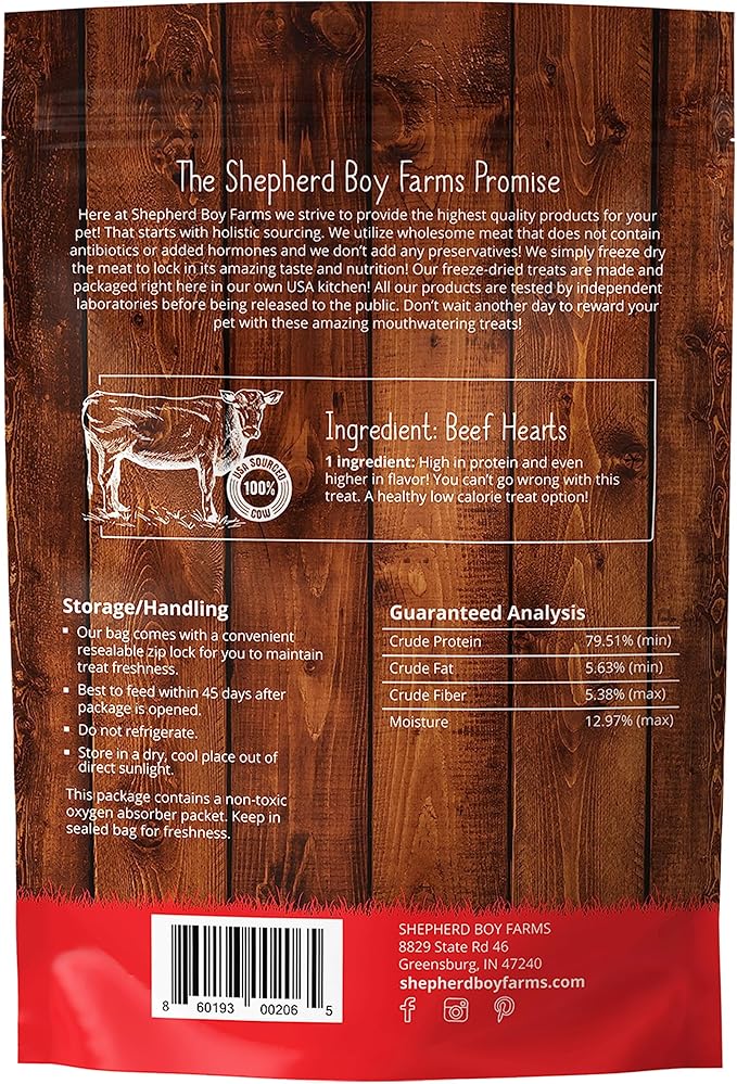 Freeze Dried Dog and Cat Treats, Beef Heart, All Natural Single Ingredient Freeze-Dried Dog Treat & Dog Snacks, Made in USA, High Protein, Essential Nutrition of Raw Dog Food, 3oz