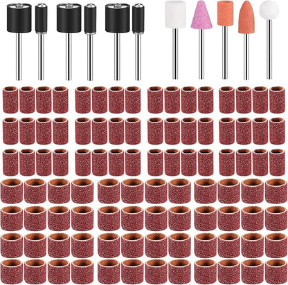 Kajaia 96 Pcs Dog Nail Grinder Replacement Kit Sanding Drum Set with Grit Sanding Bands Pet Smoother Claw Care Pet Nail Grinder Dog Claw Trimmer Grooming Tool Supplies (100 Grit)