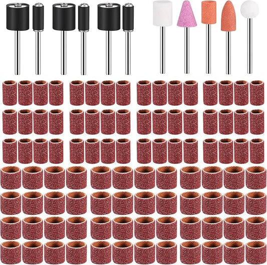 Kajaia 96 Pcs Dog Nail Grinder Replacement Kit Sanding Drum Set with Grit Sanding Bands Pet Smoother Claw Care Pet Nail Grinder Dog Claw Trimmer Grooming Tool Supplies (100 Grit)