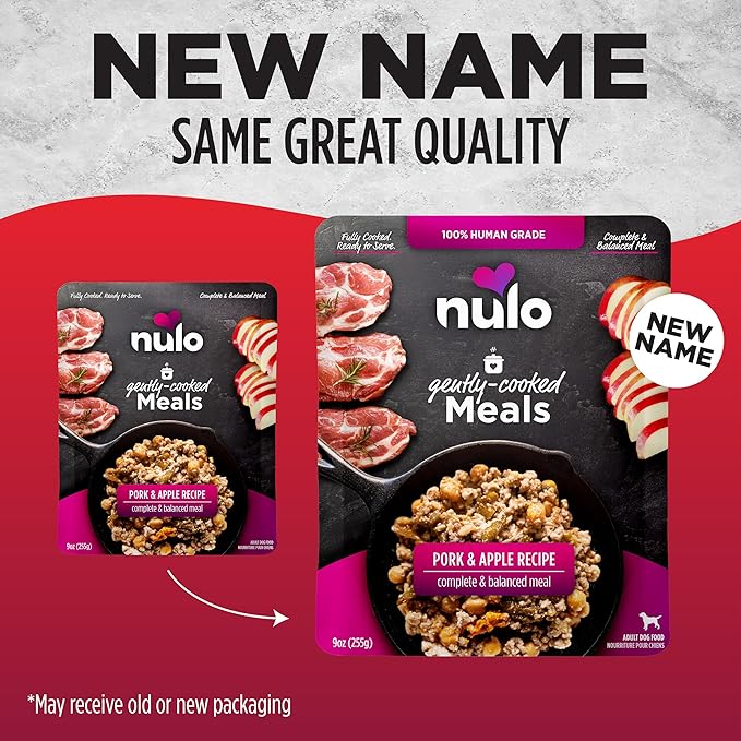 Nulo Gently-Cooked Meals Complete and Balanced Adult Wet Dog Food, Pork & Apple, 9 Ounce, 8 Count