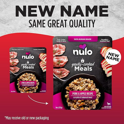 Nulo Gently-Cooked Meals Complete and Balanced Adult Wet Dog Food, Pork & Apple, 9 Ounce, 8 Count