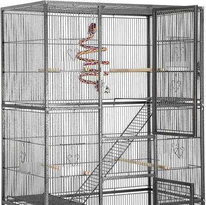 Yaheetech 69-Inch Extra Large Bird Cage Metal Parrot Cage for Mid-Sized Parrots Cockatiels Conures Parakeets Lovebirds Budgie Finch, Black