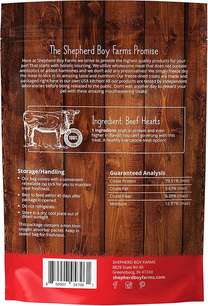 Freeze Dried Dog and Cat Treats, Beef Heart, All Natural Single Ingredient Freeze-Dried Dog Treat & Dog Snacks, Made in USA, High Protein, Essential Nutrition of Raw Dog Food, 8oz