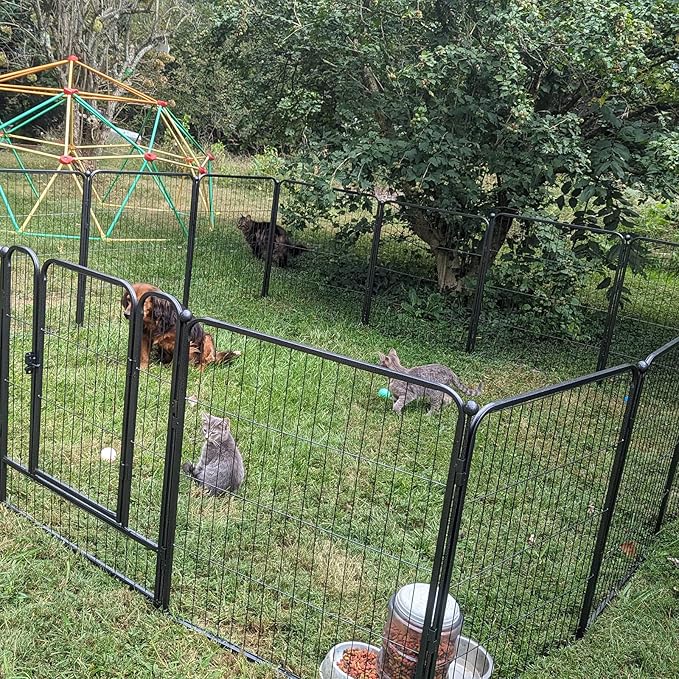 Dog Playpen, Dog Fences for The Yard, Portable Outdoor Dog Playpen for Large/Medium/Small Dogs, Foldable Metal Dog playpen, with Doors (16 Panels, 24")