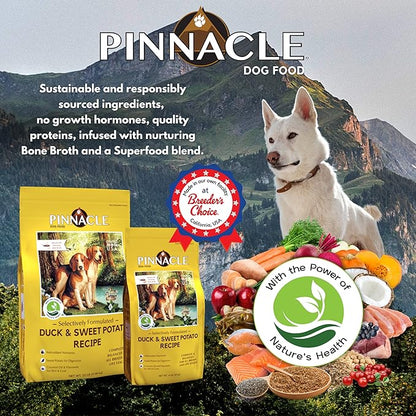 Pinnacle Duck & Sweet Potato Dry Dog Food 22 lb, Infused with Broth