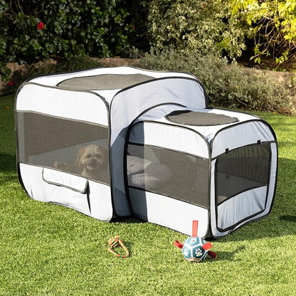 Pop up Portable Cat Playpen 2-in-1 Dog Playpen, No Assembly Need, Pet Cat Dog Tent Crates with Pet Pee Pads, Cats Enclosure for Kitten and Puppy Indoor Outdoor Use(No Divider, Unified Space)