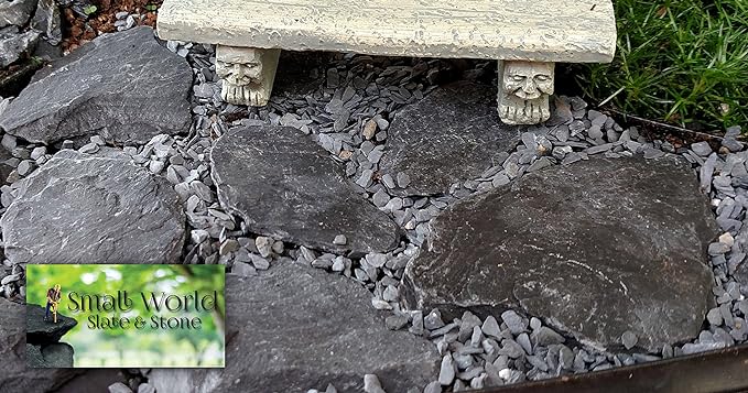 Natural Slate Stone 1 to 3 Inches - USA Sourced and Packaged for Aquascaping Aquariums, Terrariums, Paludariums, Reptile Enclosure, Wargaming, Models, Mosaic Art, Miniature Fairy Gardens (5lbs Grey)