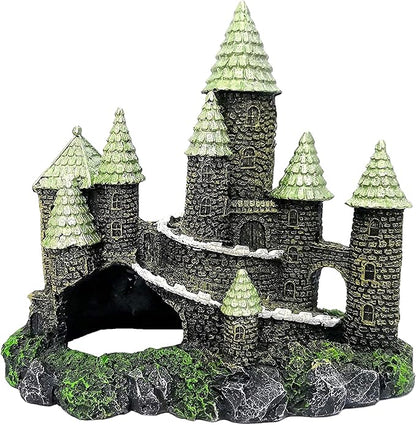 M2cbridge Aquarium Decor Castle Shipwreck Ornament Underwater Landscape(Green Castle)