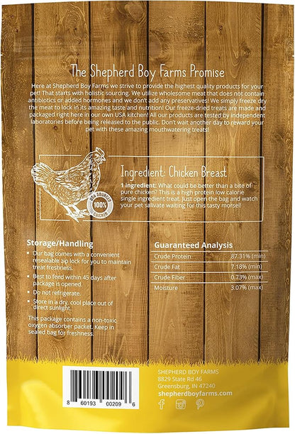 Freeze Dried Dog and Cat Treats, Chicken Breast, All Natural Freeze-Dried Dog Treat & Dog Snacks, Made in USA, High in Protein, Nutrition of Raw Dog Food, Single Ingredient, 3oz