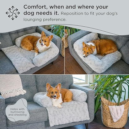 Best Friends by Sheri Calming Blanket with Bolster Dog Blanket, Gray, Medium