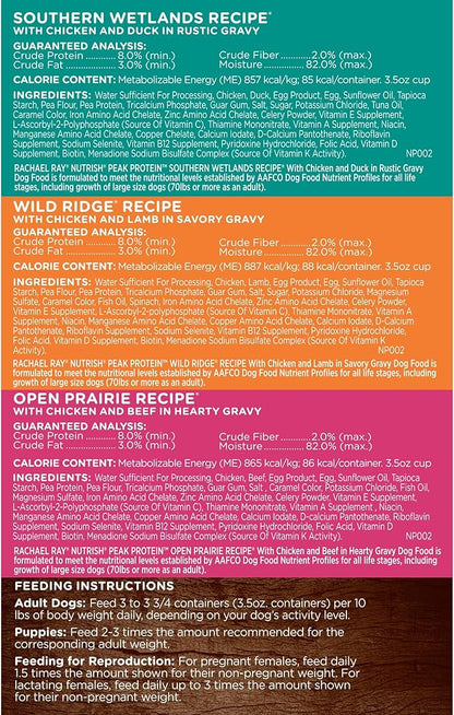 Nutrish Rachael Ray Peak Protein Adventure Pack Variety Wet Dog Food, High Protein, Grain Free, 9-3.5 oz. Cups, 2 Count
