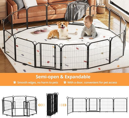 Dog Playpen Portable Extra Large 16 Panels 24" Height Adjustable with Gate, Perfect for Puppies and Small Dogs, Easy to Store, Customizable Layout for Indoor, Yard, RV Campingï¼_ence partition