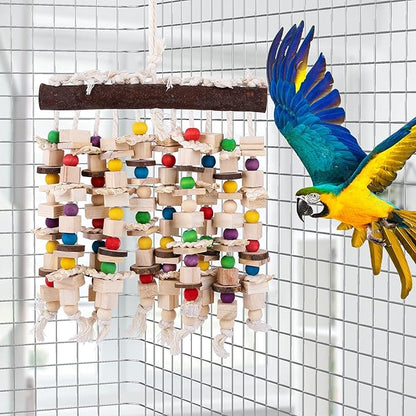 Deloky Large Bird Parrot Chewing Toy -Natural Wooden Blocks Bird Parrot Tearing Toys Suggested for Large Macaws cokatoos,African Grey and a Variety of Amazon Parrots (Natural)