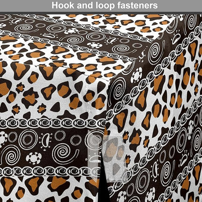 Ambesonne African Dog Crate Cover, Traditional Borders Cheetah Skin with Abstract Spirals and Circles, Easy to Use Pet Kennel Cover for Cats & Medium Dogs, 24 Inch, Pale Coffee Brown White