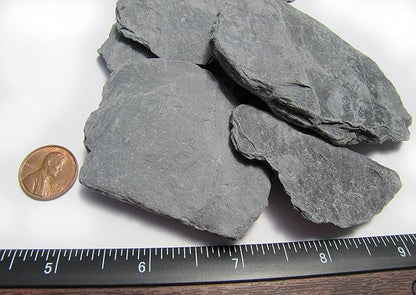 Natural Slate Stone 1 to 3 Inches - USA Sourced and Packaged for Aquascaping Aquariums, Terrariums, Paludariums, Reptile Enclosure, Wargaming, Models, Mosaic Art, Miniature Fairy Gardens (5lbs Grey)