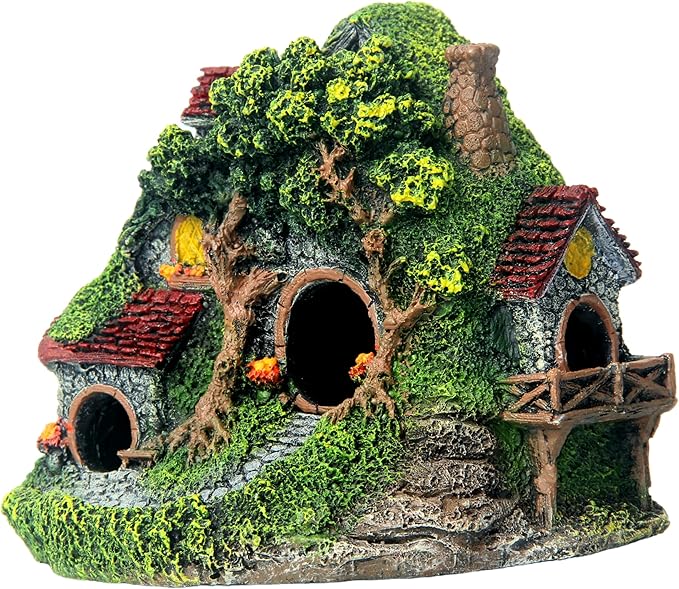 RVQIGYP[Magic Underwater Cabin Fish Tank Landscaping Hobbit House Decoration | Handmade Resin Material Waterproof and Anti-Fading | Fairy Tale Style Aquarium Landscaping Give Away Water Plants