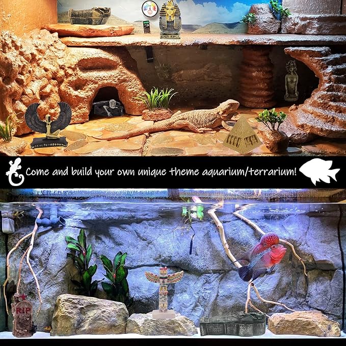 Anubis Ancient Egypt Aquarium Fish Tank Decorations Reptile Turtle Lizard Spider Tanks Terrarium Egyptian Sculpture Figurine Statue Décor Ornament Pet