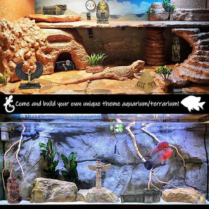 Aquarium Mummy Gold Coffin Decorations Egypt Fish Reptile Turtle Tank Décor Ornament Pet Bronze