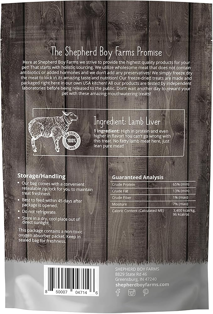 Freeze Dried Dog and Cat Treats, Lamb Liver, All Natural Single Ingredient Freeze-Dried Dog Treat & Dog Snacks, Made in USA, High Protein, Essential Nutrition of Raw Dog Food, 8oz