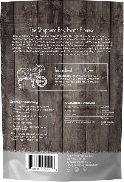 Freeze Dried Dog and Cat Treats, Lamb Liver, All Natural Single Ingredient Freeze-Dried Dog Treat & Dog Snacks, Made in USA, High Protein, Essential Nutrition of Raw Dog Food, 8oz