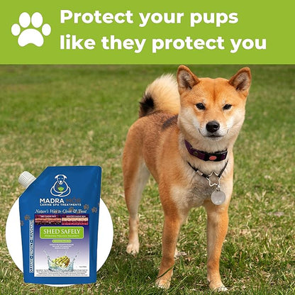 Worldwide Nutrition Bundle: Madra Mor Shed Safely - Dog Essentials Mud Bath, Dog Grooming, Dry Skin for Dogs Treatment, Dog Coat Skin Care Products - 10oz Pouch & Multi-Purpose Key Chain
