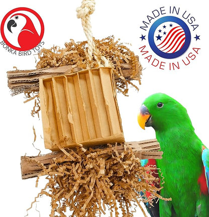 Bonka Bird Toys 3753 Natural Shreddy Eddy Medium to Large Parrot Toy Good Conure African Grey, Conures, Amazons, Small Cockatoos, and similarly Sized pet Birds for Chewy Foraging Fun.