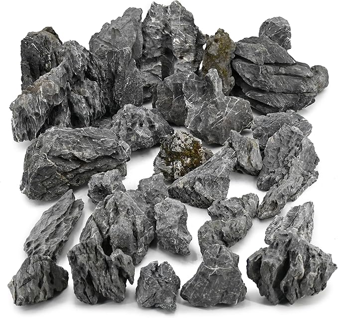 kecilke Seiryu Stones Aquarium Rocks Hardscape Stone for Aquariums, Fish Tanks, Bonsai, Terrariums, Wargaming Dioramas, Indoor or Outdoor Gardens(20lb 2-8 Inch)