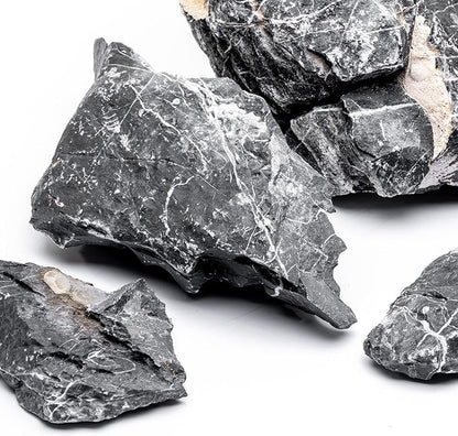 SubstrateSource Natural Stone for Aquarium, Terrarium, Paludarium, Reptile Enclosures - Set of Decorative Rocks for Landcapes, Aquascaping, Fish Tank Decor (Blue Seiryu Stone, 30 Pounds, 3-10)