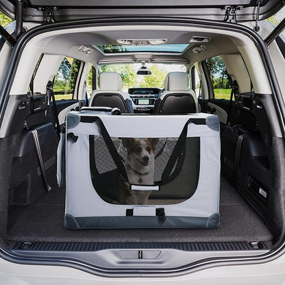 Folding X-Large Dog Carrier (32,2"*22,8"*22,8") Pet Carrier, Soft Dog Crate with 3 Durable Tear-Resistant Mesh Window, Soft Pad and Bag for Supplies, Travel Crate Kennel for Pets (Gray)