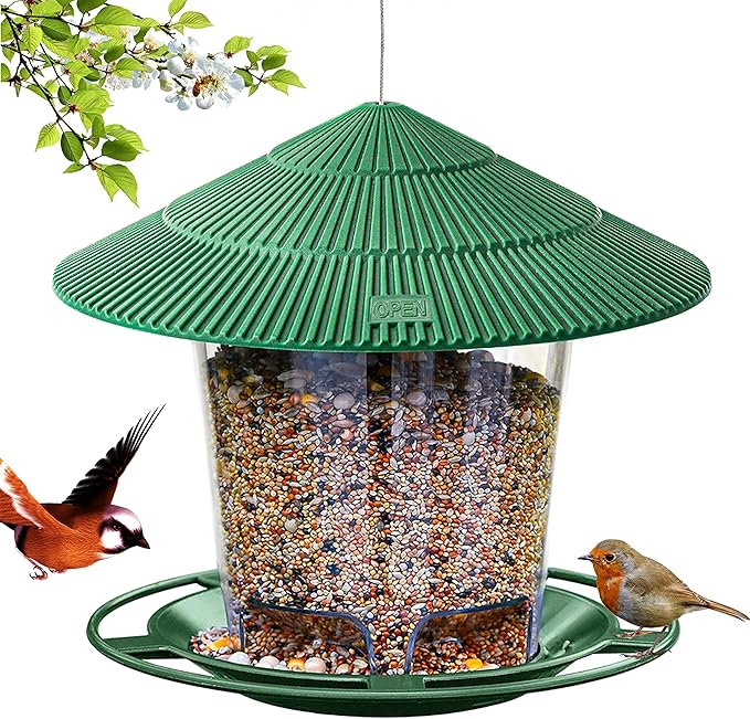 Bird Feeder Outdoor Hanging for Wild Bird Seed, Green