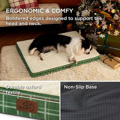 Bedsure Large Dog Bed for Large Dogs - Christmas Dog Bed, Orthopedic Waterproof Dog Beds with Removable Washable Cover