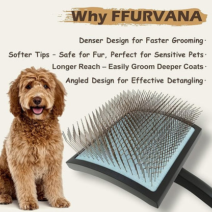 Doodle Slicker Dog Brush _erfect For Goldendoodle & Poodle Hair Maintenance - Medium to Long Hair Breeds-Detangle, Brush, Black  Professional Pet Grooming Brush for Thick & Long-Haired Dogs