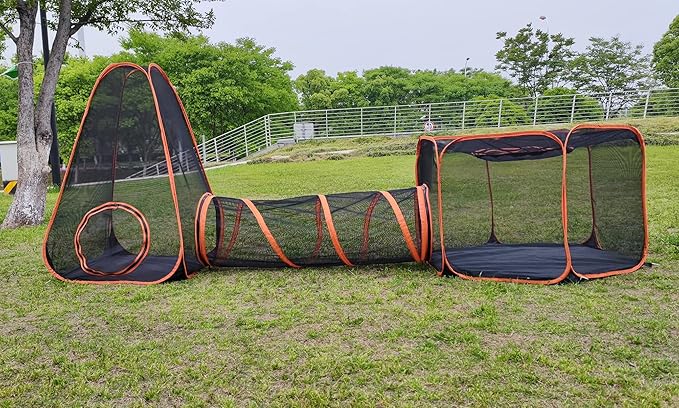 6 in 1 Pet Cat and Dog Tunnel Tent Foldable Pet Tent Outdoor Pop Up Pet Playpen Cage Fences House (Styles 1)