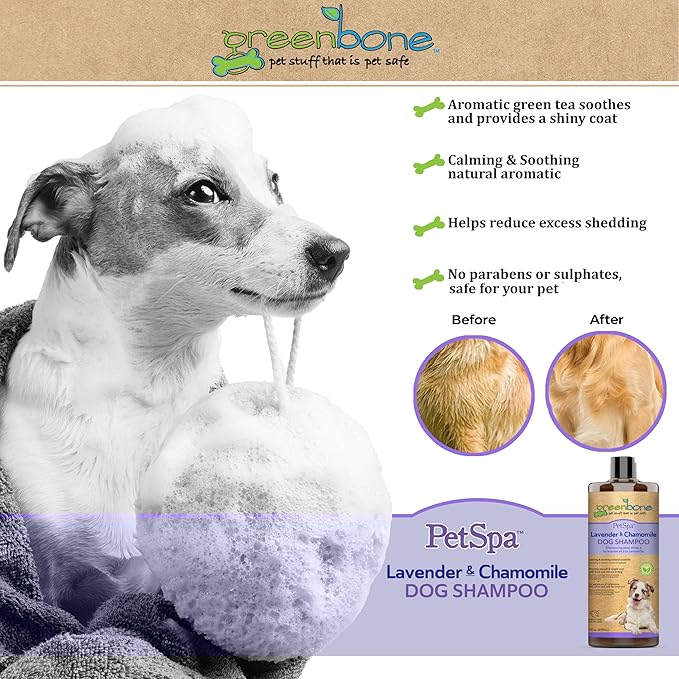 Pet Spa Lavender & Chamomile Dog Shampoo - Calming, Soothing, Gentle Grooming Solution, 33 fl oz, Safe & Natural Formula