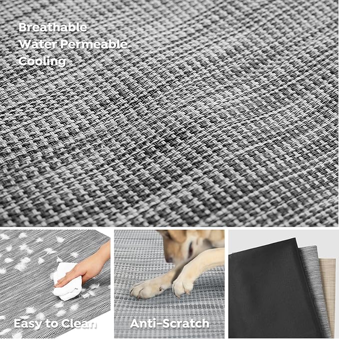 Veehoo Cooling Elevated Dog Bed, Raised Dog Beds for Large Dogs, Outdoor Dog Bed with Guardrail, Upgraded Non-Slip Feet, Breathable Teslin Mesh, Portable Camping Dog Cot, Large, Black Silver, CWC2404