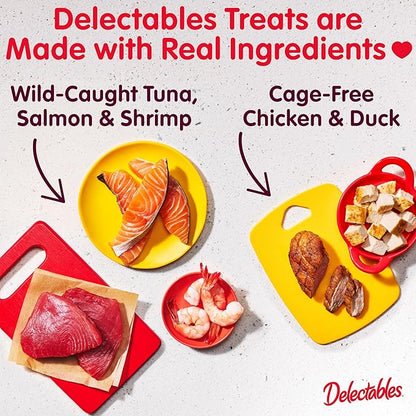 New! Delectables Squeeze Up Non-Seafood Chicken Variety Pack, Creamy Squeezable Puree, Lickable Wet Cat Treats, Grain-Free, No Added Fillers, 0.5 Ounces Tube, 40 Tubes Total