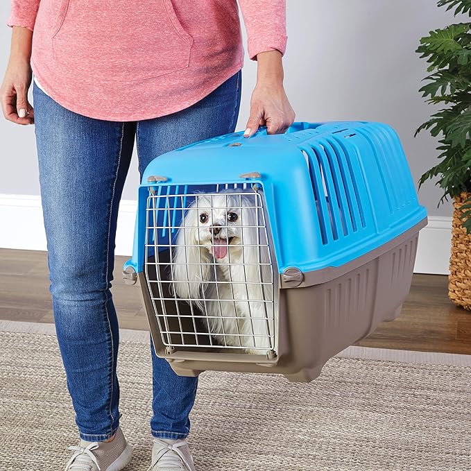 MidWest Homes for Pets Spree Travel Pet Carrier, Dog Carrier Features Easy Assembly and Not The Tedious Nut & Bolt Assembly of Competitors, Blue, 24-Inch Small Dog Breeds (1424SPB) (Pack of 1)