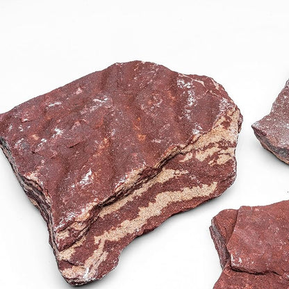 Natural Slate Stone for Aquariums, Fish Tanks, Terrariums, Aquascaping and Amphibian Enclosures, Mix of Large and Medium Size Rocks - by SubstateSource (20 Pounds, Red River)