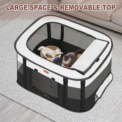 Dog Playpen - Foldable Cat Play Pens for Pubby,Kitten, Rabbit,Portable Pet Tent with Carring Bag for Indoor/Outdoor Travel Camping (Black-Small)