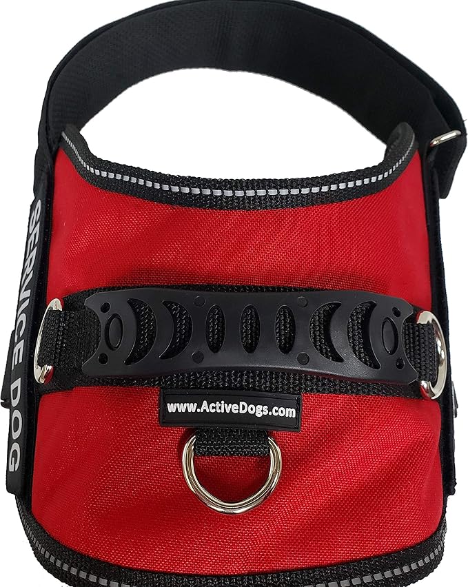 ActiveDogs Air-Tech Service Dog Vest Harness, XL Girth 29"-40" w/Handle, ADA Cards + Reflective Service Dog Patches - Red