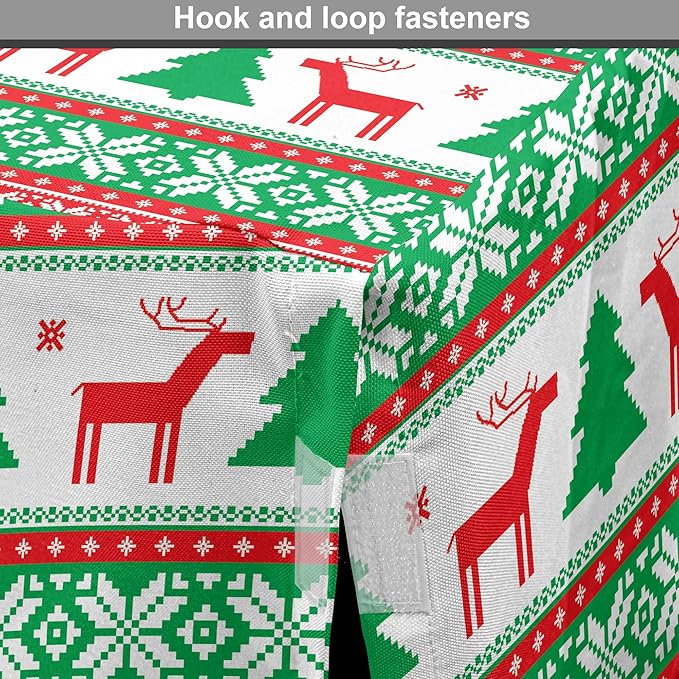 Ambesonne Christmas Dog Crate Cover, Knit Style Graphic Reindeer Star and Snowflake Holiday Family Theme, Easy to Use Pet Kennel Cover for Medium Large Dogs, 36 Inch, White Green