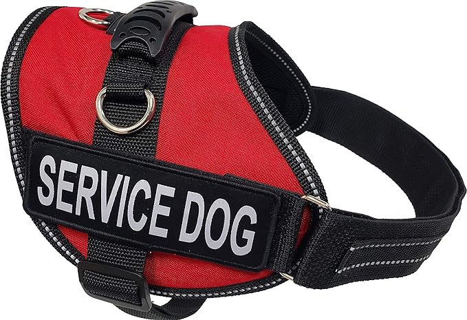 ActiveDogs Air-Tech Service Dog Vest Harness, Small Girth 19"-24" w/Handle, ADA Cards + Reflective Service Dog Patches - Red