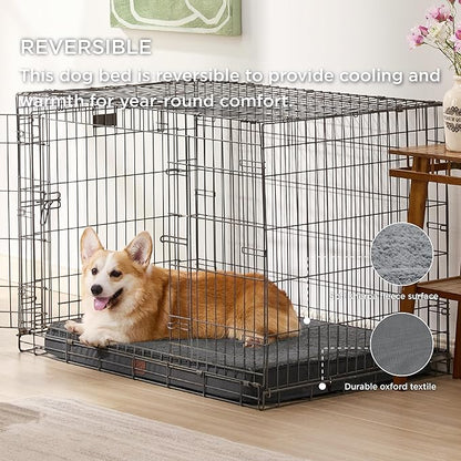 Bedsure Large Dog Crate Bed - Big Orthopedic Waterproof Dog Beds with Removable Washable Cover for Large Dogs, Egg Crate Foam Pet Bed Mat, Suitable for Dogs Up to 75 lbs, Dark Grey