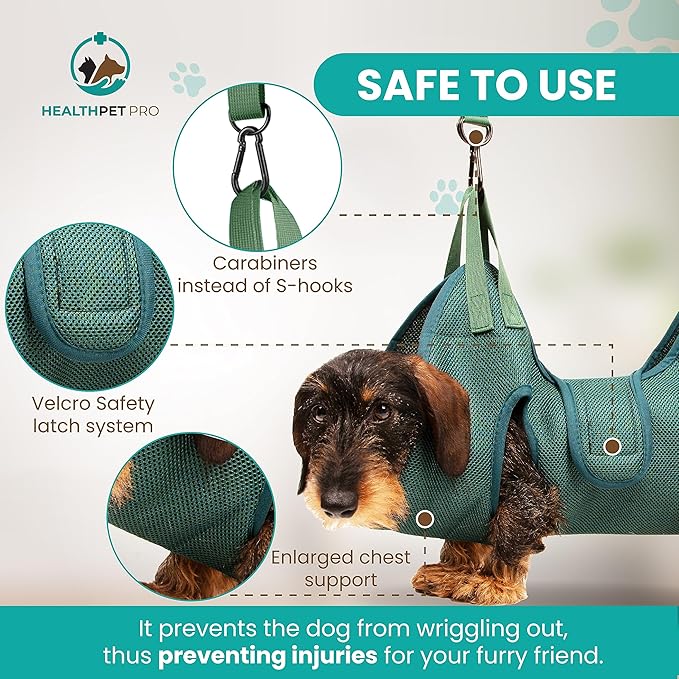 Dog Grooming Hammock for Large Dogs Including Dog Accessories Including Dog Nail Clippers, Dematting Comb, Nail File and Scissor - Dog and Cat Hammock for Grooming - Dog Sling (Medium)