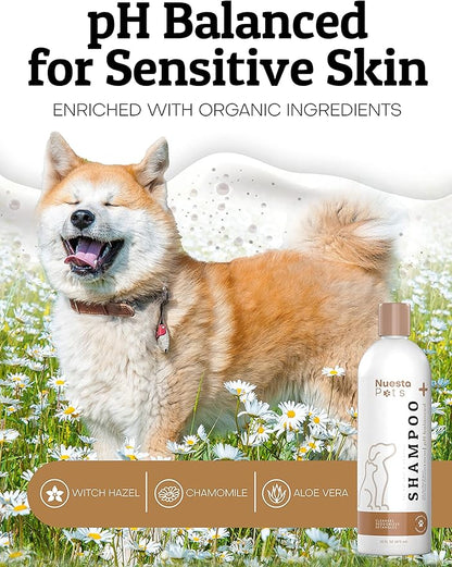 Pet Shampoo for Dogs & Cats (2 Pack) Unscented Fragrance Free Natural & Organic - pH Balanced for Dry & Sensitive Skin for Puppies & Kittens - Chamomile, Aloe & Oatmeal – Soap & Cruelty Free – 16 Oz