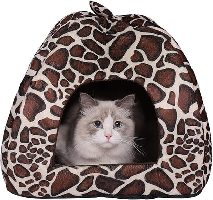 Spring Fever Hamster Guinea Pig Rabbit Dog Cat Chinchilla Hedgehog Bird Small Animal Pet Bed House Hideout Cage Accessorie E Leopard S (12.2 * 12.2 inch)