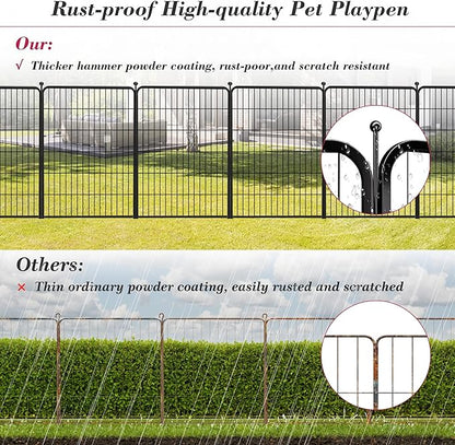 Dog Playpen 40 inch 8 Panels Dog Fence Outdoor for Yard Indoor Dog Pen for Large/Medium/Small Dogs, Heavy Duty Metal Puppy Playpen with Door Portable Pet Fence for RV Camping Yard