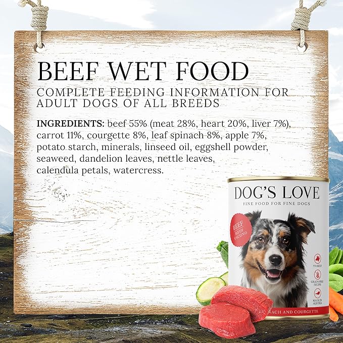 DOG'S LOVE Single Protein, Limited Ingredients, Ethically Sourced, Grain Free Wet Dog Food - Canned Soft Dog Food, Grain Free Dog Food for Your Dog - Premium Can Dog Food | 6 cans (14.1 Oz, Beef)